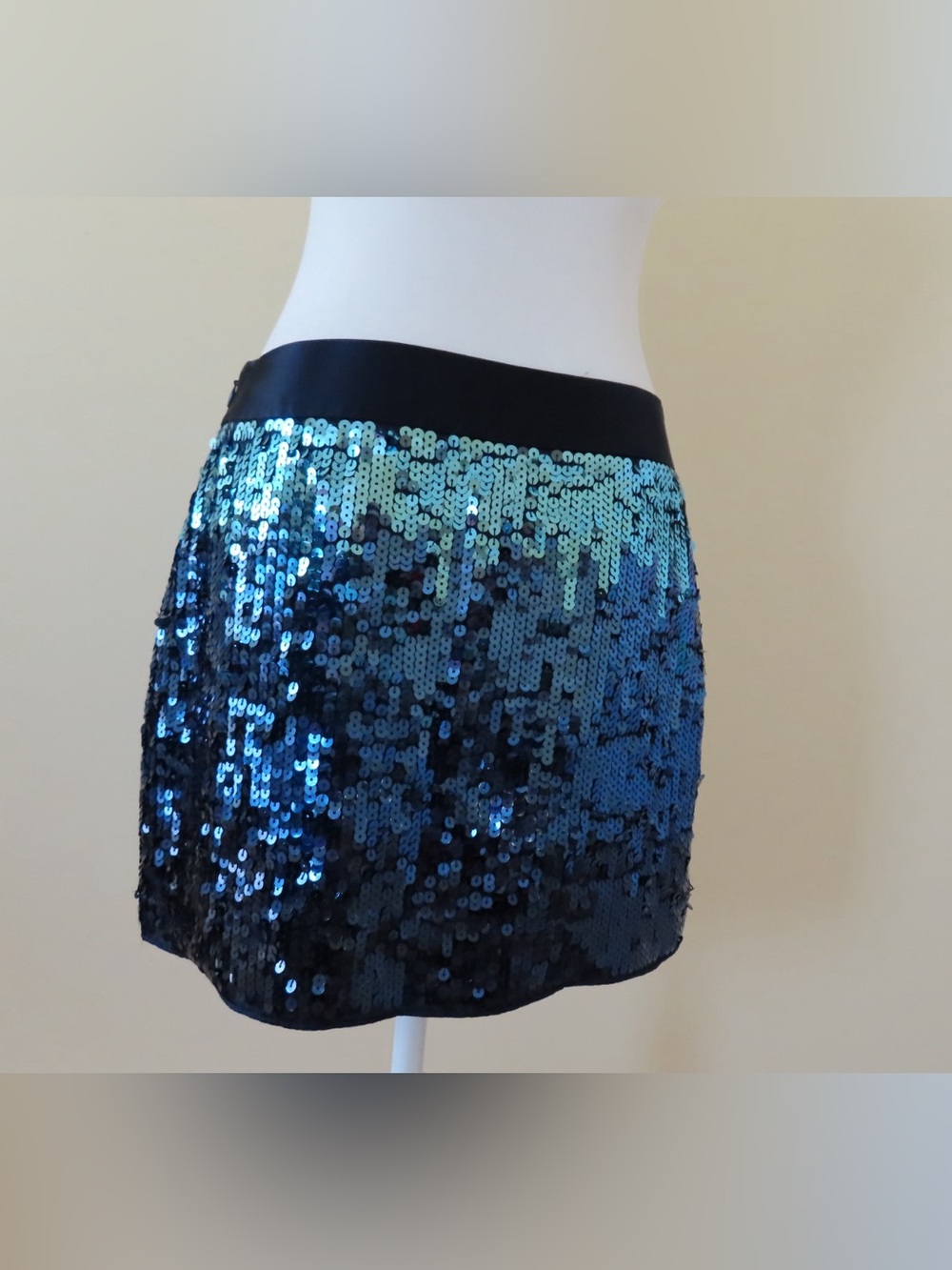 Express Blue Ombre Sequin Mini Skirt